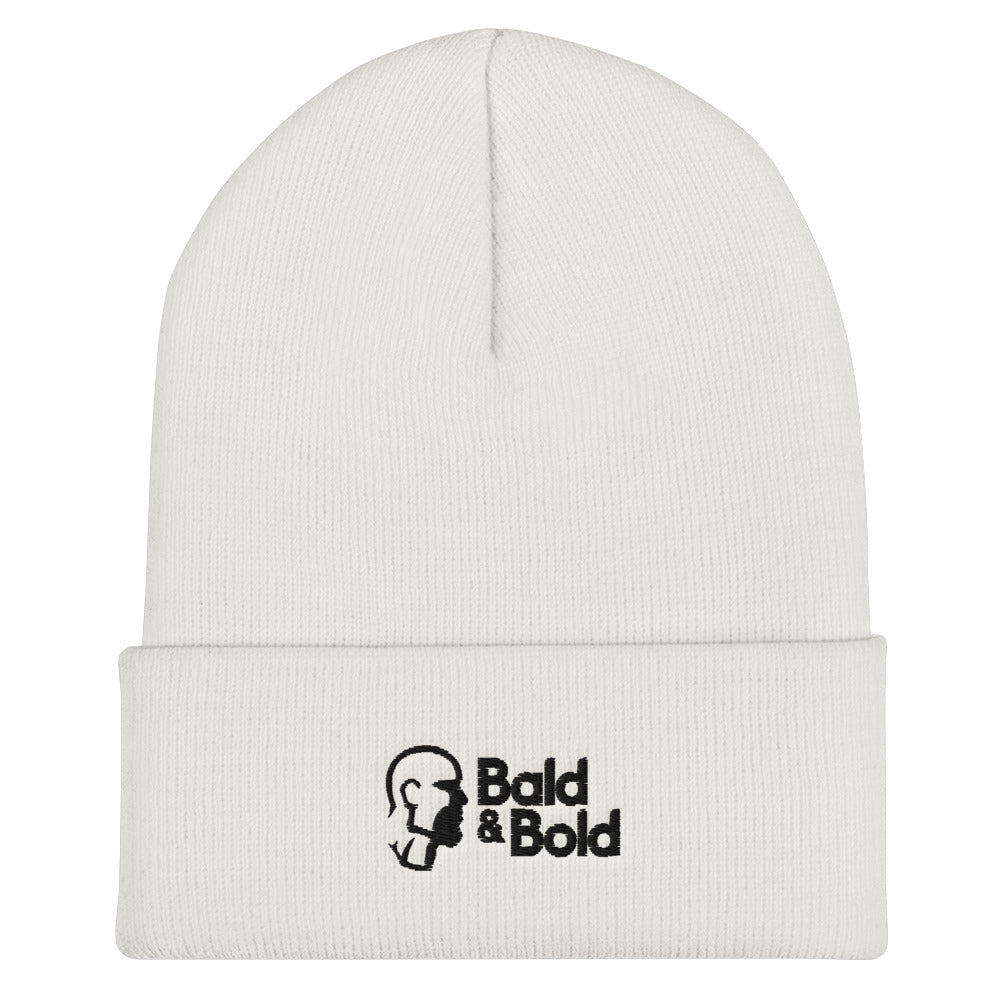 Bald & Bold White Beanie